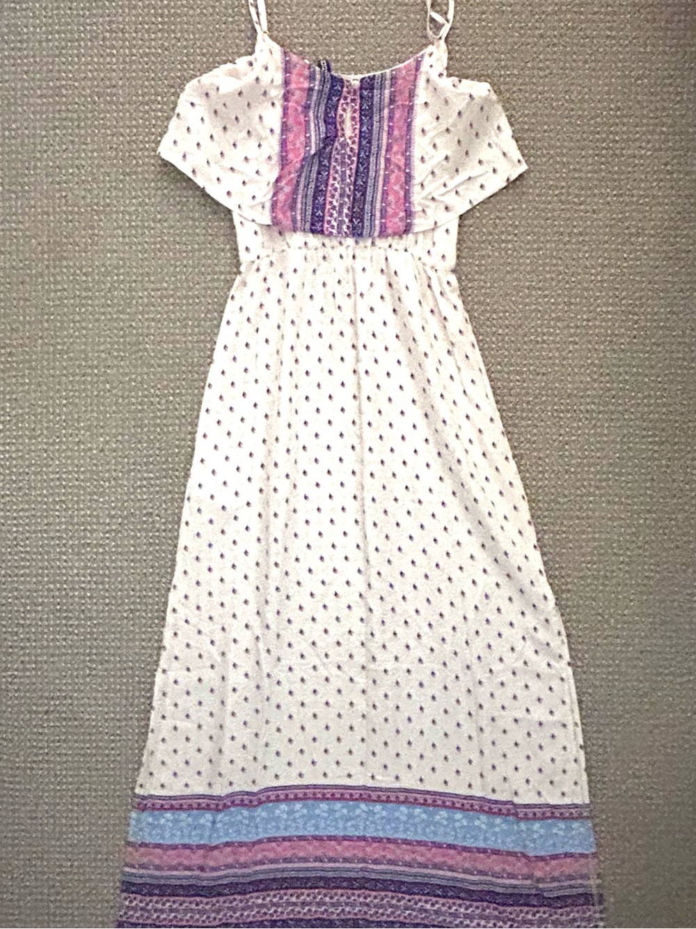 NEW Sz 2/4 XS H&M Divided Maxi Dress Spaghetti Strap Bohemian Print Festival